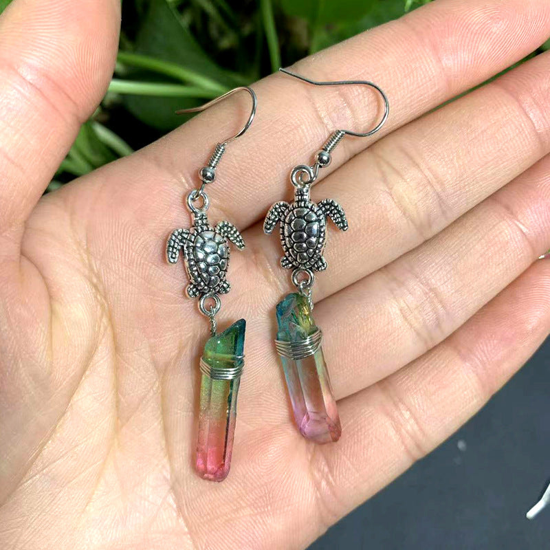 Wholesale Sea Turtle Natural Crystal Alloy Earrings